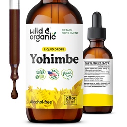 Wild & Organic Yohimbe Supplements for Men & Women - 5 mg Yohimbine Liquid Extract Drops - Pausinystalia Yohimbe Bark Tincture - Vegan, alkoholfri - 2 fl oz