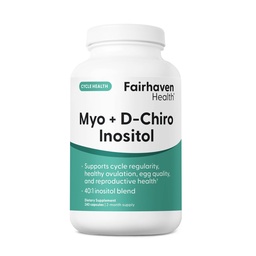 Fairhaven Health Myo-Inositol och D-Chiro Inositol Supplement för kvinnor | 40:1 Ratio | Kvinnlig fertilitet Supplement för kvinnor och hormonbalans * | Vegan | 240 Myo & D-Chiro Inositol Capsules