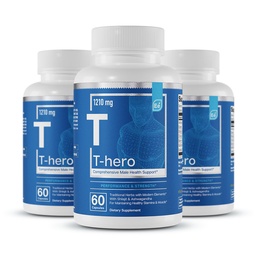 Essential Elements Male Health Supplement - Muscle Support & T-Health med DIM, Ashwagandha, Shilajit, Mer | T-Hero 60 Vegan Capsules (3-Pack)