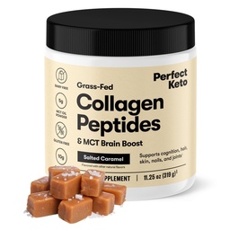 Perfekt Keto Collagen Peptides Protein Powder med MCT Oil, Hydrolyzed Collagen, Typ I & III Supplement, Gluten Free Grass Fed, Low Carb, Keto Coffee Creamer, Collagen för kvinnor och män, Salted Caramel