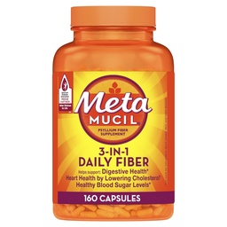 Metamucil Psyllium Husk Fiber Supplement, 3-i-1 för Digestive Health, Plant Based, 160 Count, Pack med 2