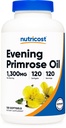 Nutricost Evening Primrose Oil 1,300mg, 120 Softgels - Cold Pressed, Non-GMO, Gluten Free, 120 portioner