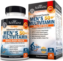 När daglig multivitamin för män 50 och över - Tillägg för hjärthälsa - med Zink, A, B, C, D3, E-vitaminer - för minne och hjärnhälsa - utformad för hela kroppens hälsa - 60 greve