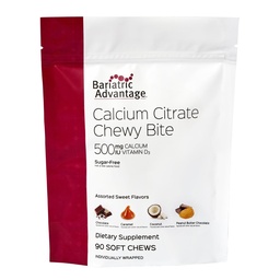Bariatric Advantage Calcium Citrate Chewy Bites 500 mg - Högt absorbable & Digestible - Vitamin D3 - Easily Chewable Calcium Supplement - Assorterad söt smak - 90 greve