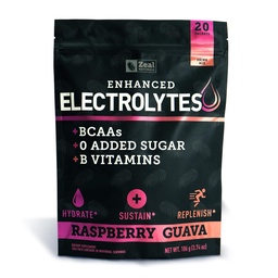 Förbättrade Electrolyte Powder Stick Packs (Raspberry Guava | 20 Packets) w / 0 Sugar +BCAAs +B-Vitamins Electrolyte Supplement w Potassium Zinc & Magnesium för Hydration - Keto Electrolytes