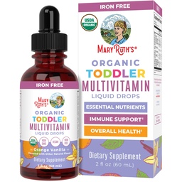 MaryRuth Organics Kids Multivitamin för småbarn | USDA Organic | Toddler Vitamins Liquid Drops för barnåldrarna 1-3 | Toddler Immune Support & Overall Wellness | Vegan | Non-GMO | Gluten Free | 2 Fl Oz
