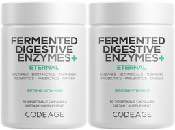 Codeage Fermented Digestive Enzymes Supplement 3-Month Supply - 14 Digestive Enzymes, Probiotika, Prebiotika, Fermented Botanicals, Plant-Based Multi Pancreatic Enzymes - 1 Kapsel om dagen - 2-pack
