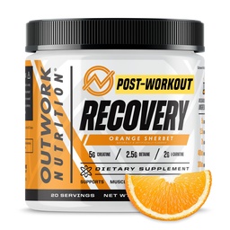 Outwork Nutrition Post Workout Recovery Powder - Kreatin Monohydrat, KSM-66 Ashwagandha & Tart Cherry - Speeds Recovery, Eases Soreness - Kreatinpulver för män och kvinnor, Orange Sherbet, 230 Gr