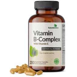 Futurebiotics Vitamin B-komplex med vitamin C stöder energiproduktion, nervsystem och immunstöd - icke-GMO, 200 vegetariska kapslar