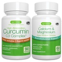 Alger Calcium & Magnesium Complex + High Absorption Curcumin C3 Complex, Vegan Bundle för ben, gemensamma & återhämtning från träning, av Igennus