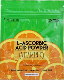 Duda Energy asc01oz Bag av L-Ascorbic Acid Powder 99 +% Food Grade USP36 / BP2012 Naturligt fermenterade rena kristaller form av vitamin C, 1 uns., Vit