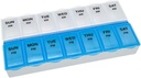 Grundläggande vård (7-dag) AM / PM Pill Organizer, Vitamin Case, och Medicine Box, stora kompartement, 2 gånger om dagen, blå och tydliga lock