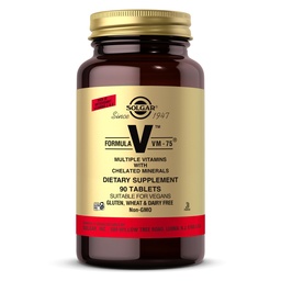 Solgar Formel VM-75, 90 tabletter - Multivitamin med chelated Minerals - Vitamin A, B6, B12, C, D, E - Biotin, Magnesium, Calcium, Järn, Zink - Vegan, Gluten Free, Dairy Free, Kosher - 90 portioner