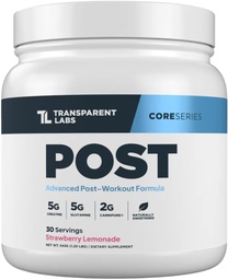 Transparent Labs Post - Post-Workout Recovery Muscle Builder med L-Glutamine, Beta-Alanine och BetaPure Betaine Anhydrous för Muscle Recovery och Muscle Building - 30 Servings, Strawberry Lemonade
