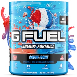 G bränsle snö Cone Energy Drink Powder, Pre Workout Caffeine Mix för spel, Sugar Free Focus Amino, Vitamin + Antioxidanter, 9.9oz (Snow Cone, 40 portioner)