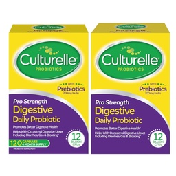 Culturelle Pro Strength Daily Probiotic, Digestive Capsules, Naturally Sourced Probiotic Strain visat sig stödja Digestive & Immune Health, Gluten & Soy Free, 4 Month Supply, 60 Count (Pack of 2)