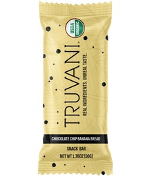 Truvani Plant Based Snack Bars | Chocolate Chip Banana Bread 1 Pack | 5g Protein | USDA Organic and Vegan | Den enda baren | Dairy, Soy och Gluten Free | Individuellt inslagna