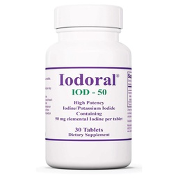 Optimox Iodoral 50 mg Tillägg - Kaliumjodid tabletter, sköldkörtelstöd, dagliga vitaminer och mineraler, Lugols jodlösning - 30 greve.