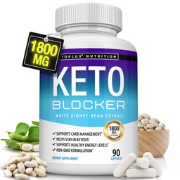 Toplux Keto Blocker Pills White Kidney Bean Extract - 1800 mg naturlig ketos, stöd Keto Diet, för män kvinnor, 90 kapslar, tillägg