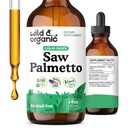 Wild & Organic Saw Palmetto Tincture - Saw Palmetto Extract Supplement for Men & Women - Liquid Powder Based Drops - Serenoa Repens Berries - Vegan, Sugar & Alkoholfri - 4 fl oz