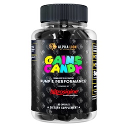 ALPHA LION Gains Candy, Supplement Pills for Muscle Pump & Blood Flow, Nitric Oxide Booster, stöder mental fokus, Använd dagligen för att uppgradera träningsresultat, 63 kapslar (Nitrosigine)