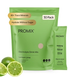 ProMix Nutrition Electrolytes Powder Hydration Packets - Himalayan Pink Salt, Magnesium, Potassium, Vitamin C - Lemon Lime, Lightly Sweetened - 30 Servings (Pack of 30)