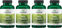 Swanson Milk Thistle (Standardized) - Herbal Liver Support Supplement w / 80% Silymarin - Natural Formel som hjälper till att upprätthålla övergripande hälsa och välbefinnande - (120 kapslar) (4 Pack)