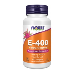 Nu tillskott, vitamin E-400 IE, D-Alpha Tocopheryl, Antioxidant skydd, Softgels, 100 greve av 1)