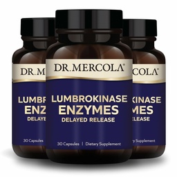 Dr Mercola Lumbrokinase Enzymes - Försenad frisättning Formel - Kosttillskott för kardiovaskulär och energistöd - Icke-GMO, Gluten-Free & Soy-Free - 30 kapslar (30 portioner), 3 Pack