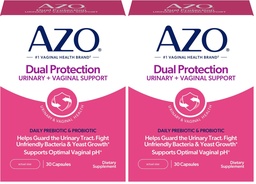 AZO Dual Protection | Urinary + Vaginal Support* | Prebiotic Plus kliniskt beprövade kvinnors probiotikum | Börjar arbeta inom 24 timmar | Icke-GMO | 30 greve ( 2)