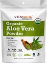 Vitamatic Certified USDA Organic Aloe Vera Powder - 1 lb (16 oz) Stöder hud, matsmältning, Detox & Immune Health | Non-GMO, Gluten-Free, Kosher