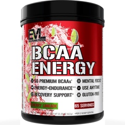 Evlution EVL BCAAs Amino Acids Powder - BCAA Energy Pre Workout Powder för muskelåtervinning Lean Growth and Endurance - Rehydrating Post Workout Recovery Drink med naturligt koffein - Cherry Limeade