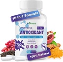 10-i-1 Antioxidanter Supplement, 1700MG Super Antioxidant för kvinnor och män, kraftfulla antioxidanter med NAD, NMNH, Coq10, Resveratrol, Cell Repair & Reducing Free Radical Damage, 60 kapslar