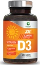 Vitamin D3 5000iu (125 mcg) Immune Health Support - High Potency Vitamin D Dietary Supplement för ben, tänder, muskler - Naturens VIT D, Vegan, Gluten Free, Raspberry Flavor - 120 Tabletter