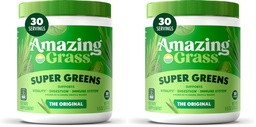 Bundle of Amazing Grass Greens Superfood Powder: Greens Powder med Digestive Enzymes & Probiotics, Organic Spirulina, Chlorella och Beet Root Powder, Original, 30 Servings (60 Total Servings)