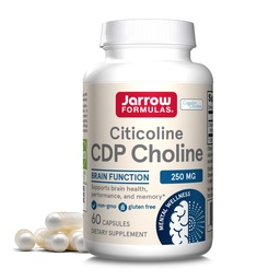 Jarrow Formulas - CDP-kolinkapslar - 250 mg - 60 greve - Citicoline CDP-kolintillskott - För minne och hjärnhälsa stöder fosfatidylkolinsyntes - icke-GMO - Glutenfri