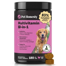 Dog Multivitamin - 10 i 1 Dog Vitaminer för hälsa och hjärta - Omega Fish Oil, Glukosamin & Probiotika - Dog Vitaminer och tillägg för hud och rock (Chicken 180 ct)