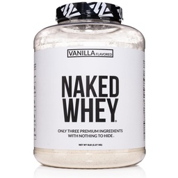 NAKED Vanilla Whey Protein Powder - All Natural Grass Fed Whey Protein Powder, Vanilla Flavor, Organic Coconut Sugar, 5Lb Bulk, GMO-Free, Soy Free, Gluten Free - 61 portioner