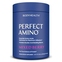BodyHealth PerfectAmino Powder - BCAA och EAA Powder for Pre and Post Workout - Amino Acid Energy Drink för män och kvinnor för att stödja Lean Muscle and Recovery - Mixed Berry - 60 portioner