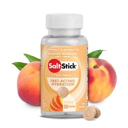 SaltStick Electrolyte FastChews - 60 Peach Chewable Electrolyte tabletter - Salt tabletter för löpare, sportnäring, Electrolyte Chews för Hydration