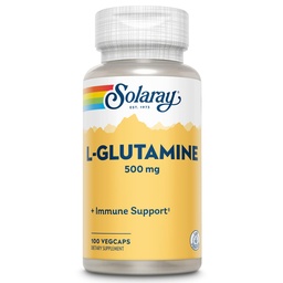 SOLARAY L Glutamin kapslar 500 mg - Immun Support Supplement - Gratis Aminosyra - Lab Verified, 60-dagars pengarna-tillbaka garanti - 100 portioner, 100 VegCaps