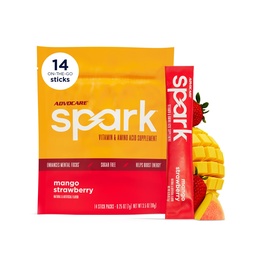 AdvoCare Spark - Energy Drink Mix - Vitamin & Amino Acid Supplement - Stöder energi & Focus * - Portable Immune Support * - Sugar-Free - Mango Strawberry, 14 Stick Packs (3,5 oz)