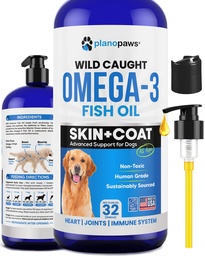 Omega 3 Fiskolja för hundar - Bättre än laxolja - Dog Fish Oil Supplement för att minska Shedding & Itching - Stöder gemensamma, hjärna och hjärthälsa - Hud och Coat Supplement - Liquid Fish Oil