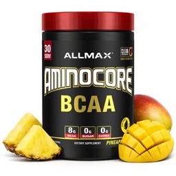 ALLMAX Nutrition AMINOCORE BCAA Powder, 8.18 Gram av Aminosyror, Intra och Post Workout Recovery Drink, Gluten Free, Pineapple Mango, 315 g