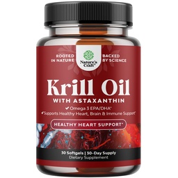 Krill Omega 3 Fish Oil Softgels - Concentrated Krill EPA & DHA Fish Oil Omega 3 Supplement för kvinnor och män för immunstöd, hälsosam hjärna och hjärthälsa - Burpless Fatty Acids Supplement - 30 Count