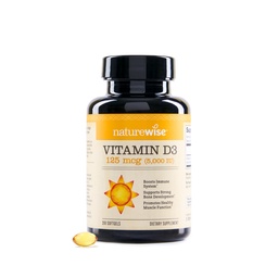 NatureWise Vitamin D3 5000iu (125 mcg) 200-dagars leverans för immunstöd, hälsosam muskelfunktion och benhälsa - icke-GMO, glutenfri i organisk extra jungfruolja, (Mini Softgel), 200 greve