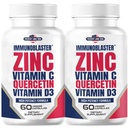 (2 Pack) ImmunoBlaster Zink Quercetin 500mg med vitamin D och C Antioxidant Immune Support High Potency Quercetin Zink Supplement för män och kvinnor - Gluten, Soja och Dairy Free - 120 greve (Twin Pack)