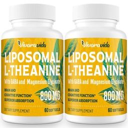 Vivaravida L-Theanine 800mg Supplement with GABA and Magnesium Glycinate - Natural Compound, Sleep and Relaxation (120 Softgels)