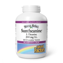 Naturfaktorer Suntheanine L-Theanine 100 mg - Hälsotillskott för Calm Outlook - L-Theanine Supplement stöder återkopplande sömn och hjälpmedel mot Drowsiness - 120 Tabletter (60 portioner)