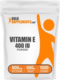 BulkSupplements.com Vitamin E 400 IE Powder - som D-Alpha Tocopherol, Vitamin E Supplements - Gluten Free, 500mg per Servering, 500g (1.1 lbs) (Pack av 1)
